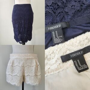Forever 21 Juniors Bundle Lot Size Medium‎ Lace Shorts And Skirt